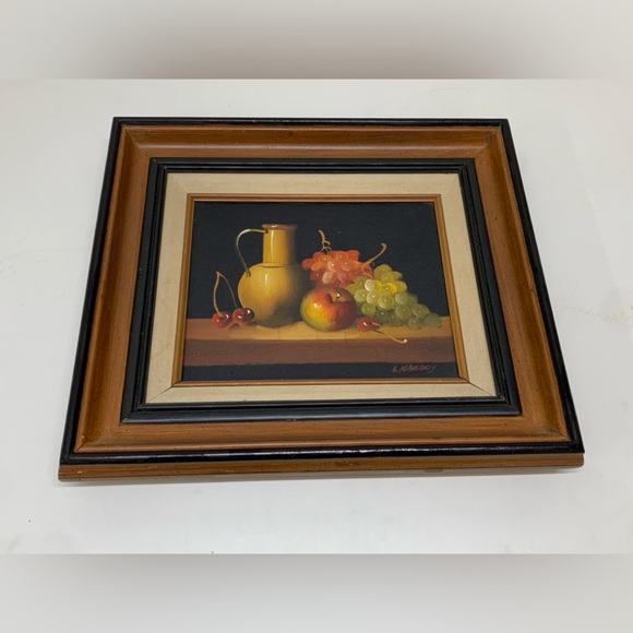 Vtg Original Oil on Canvas Wooden Framed L Habady Still Life Painting - Picture 13 of 13